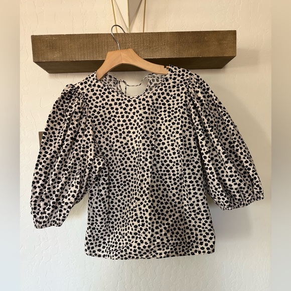 H&M|Cream & black ditsy floral puff sleeve blouse in boho cottagecore style•••6 - Picture 7 of 11